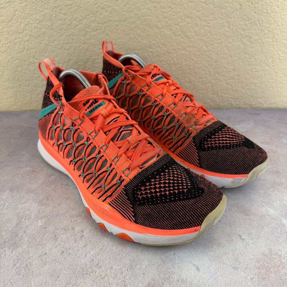 Nike Train UltraFast Flyknit Mango/Jade Training Shoes 843694-863 Mens Size 9.5